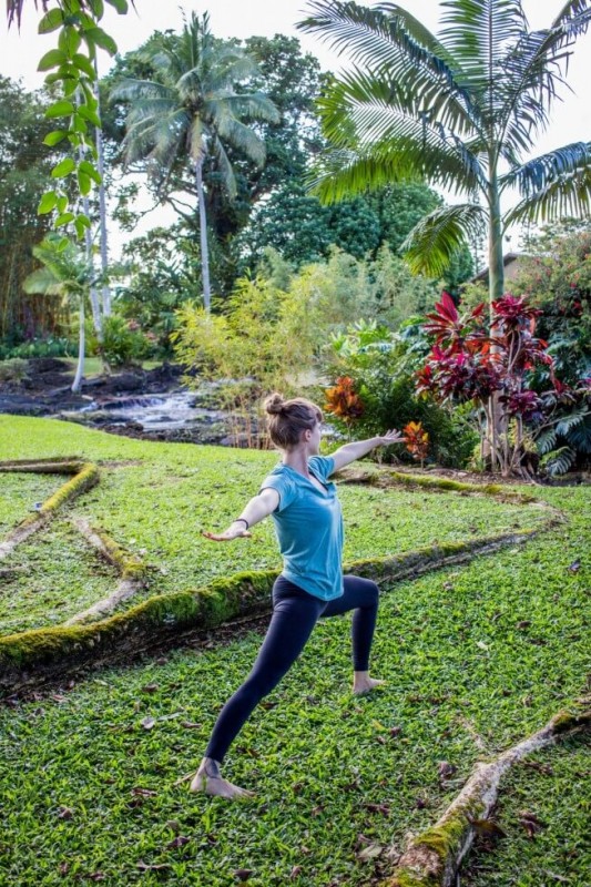 Hilo Hawaii Airbnb Yard Yoga Warrior II