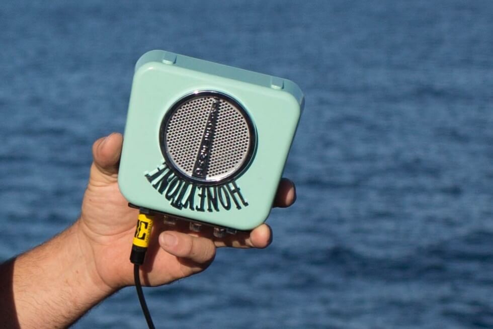 Kauai Boat Tours Capt. Andy's Sailing Mini Amp to Hear Whale Songs