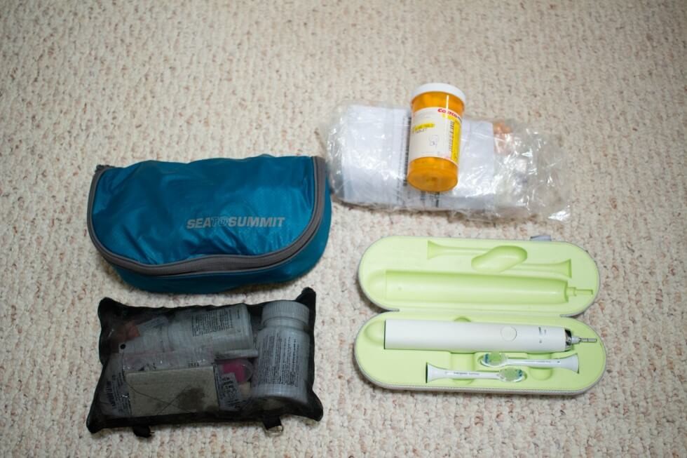 Travel toiletries carry on packing