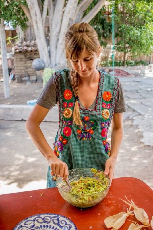 Stirring the salad Oaxaca Cooking Classes