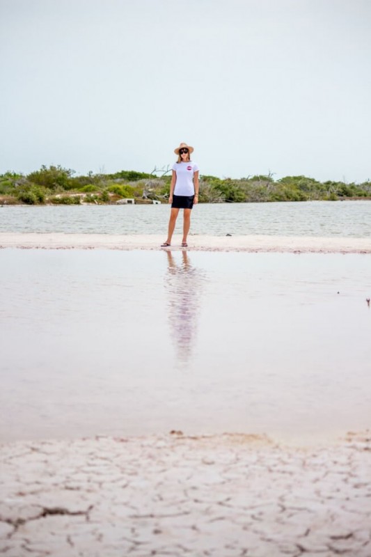 Jenny at the salt flats Yucatan Mexico