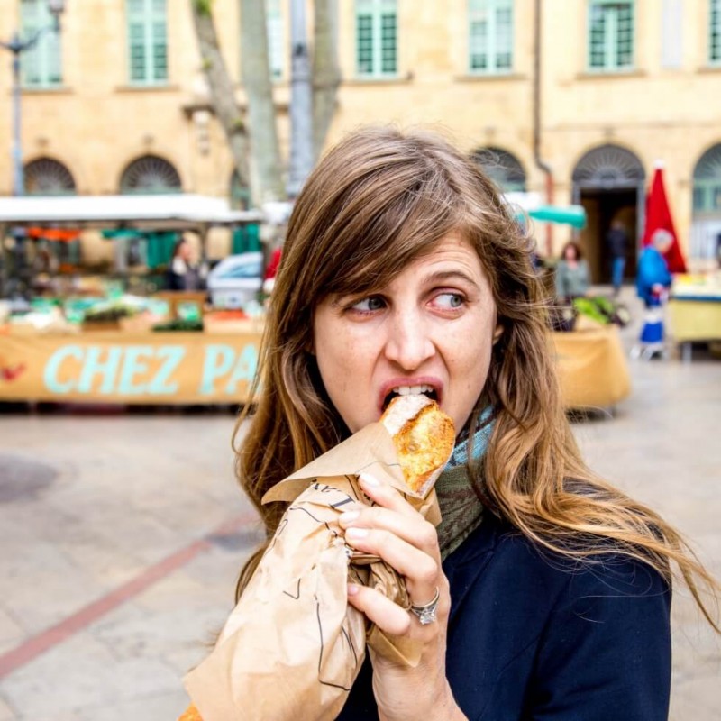 Eating a baguette in Aix en Provence